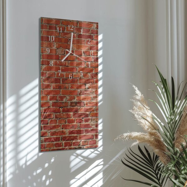 Skleněné hodiny vertikální Cihlová zeď zsppb-30x60-00082349
