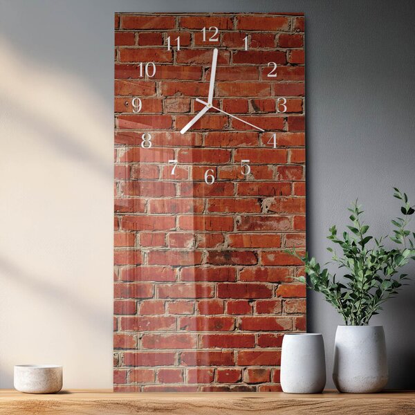 Skleněné hodiny vertikální Cihlová zeď zsppb-30x60-00082349