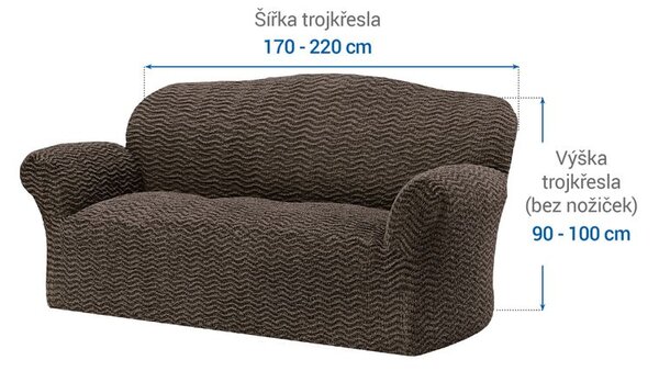 Bielastické potahy CRISTINA oříšková trojkřeslo (š. 170 - 220 cm)