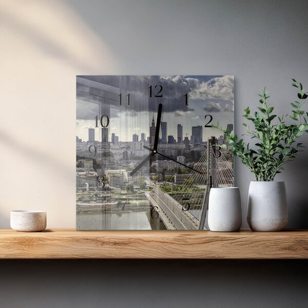 Skleněné hodiny na stěnu Varšava zskc-30x30-00177479