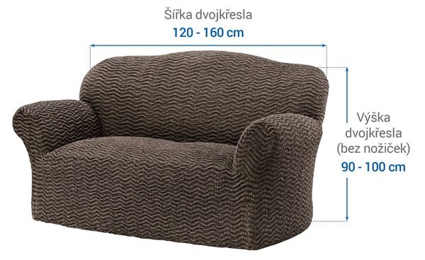 Bielastické potahy CRISTINA oříšková dvojkřeslo (š. 120 - 160 cm)