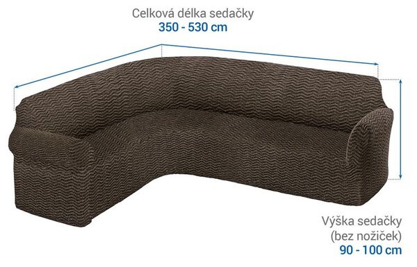 Bielastické potahy CRISTINA oříšková rohová sedačka (š. 350 - 530 cm)