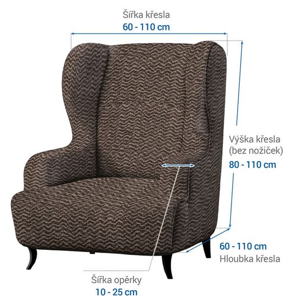 Bielastické potahy CRISTINA oříšková křeslo ušák (š. 60 - 110 cm)