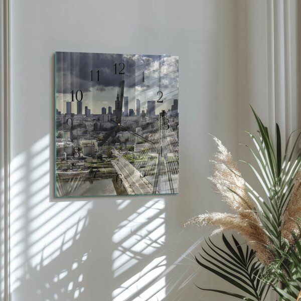 Skleněné hodiny na stěnu Varšava zskc-30x30-00177479