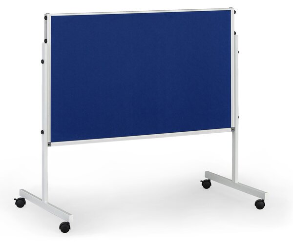 Mobilní informační tabule, sklopná, modrá látka, 1200 x 1500 mm