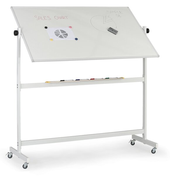 Mobilní otočná magnetická tabule, keramický povrch, 1500 x 900 mm