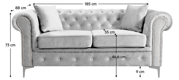 KONDELA Luxusní 2-sed, světle šedá Velvet látka, ROMANO