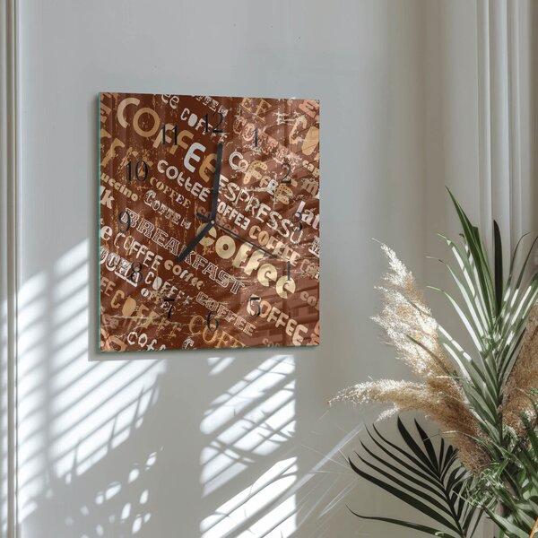 Skleněné hodiny na stěnu Káva zskc-30x30-00181177