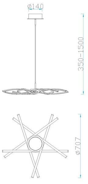 Mantra 5912 Aire LED, moderní závěsné svítidlo, 42W LED 3000K stmívatelné, prům. 70cm