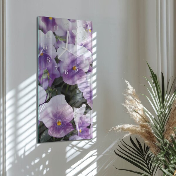 Skleněné hodiny vertikální Květiny zsppb-30x60-00082264