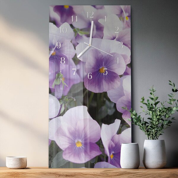 Skleněné hodiny vertikální Květiny zsppb-30x60-00082264