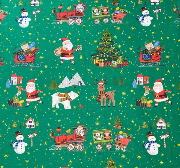Ervi bavlna š.240 cm - Vánoční vzor zelený -11207-3, metráž