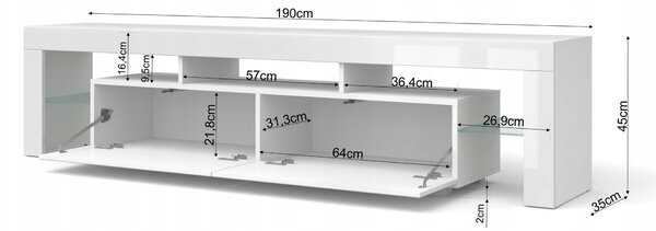 Stojící TV skříňka Homlando 190 cm x 45 cm x 35 cm