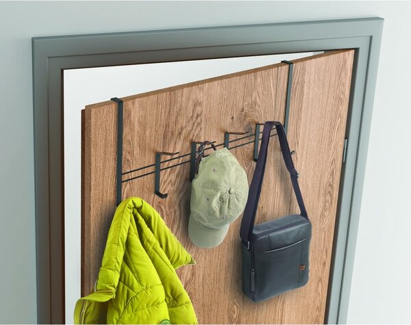 Černý kovový věšák na dveře 45 cm Lava – Metaltex