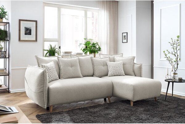 Krémová rozkládací rohová pohovka (variabilní) Nessa – Bobochic Paris
