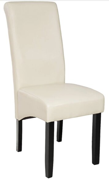 Tectake 2 jídelní židle ergonomické, masivní dřevo krémová