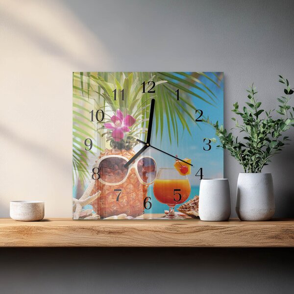Skleněné hodiny na stěnu Dovolená zskc-30x30-00179580