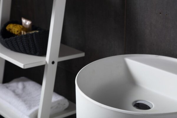 Umyvadlo na desce TWZ65 z minerální litiny - 45 x 45 x 85 cm - bílé matné