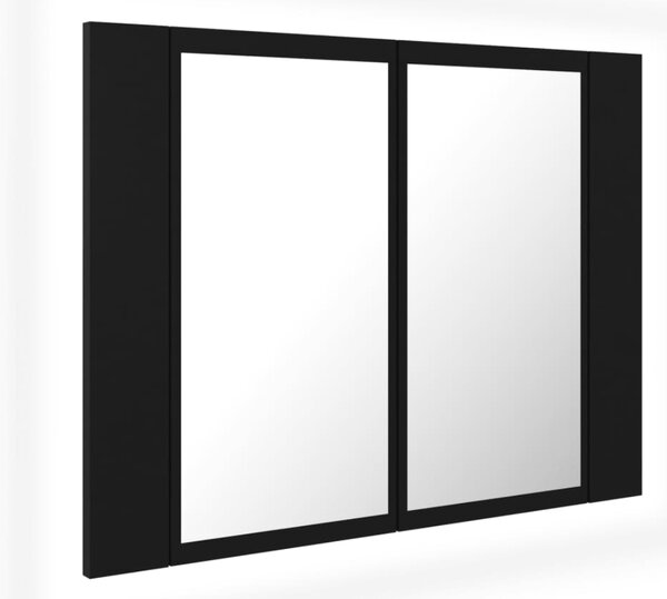 VidaXL LED koupelnová skříňka se zrcadlem černá 60x12x45cm akryl