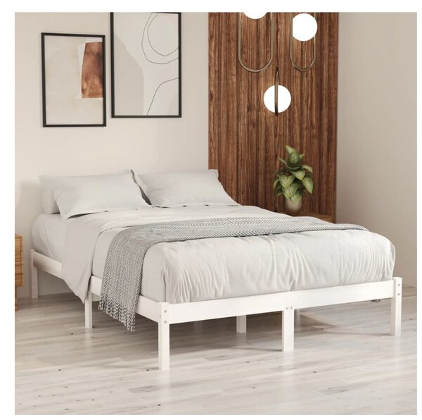 VidaXL Rám postele bílý masivní borovice 140x200 cm bílá