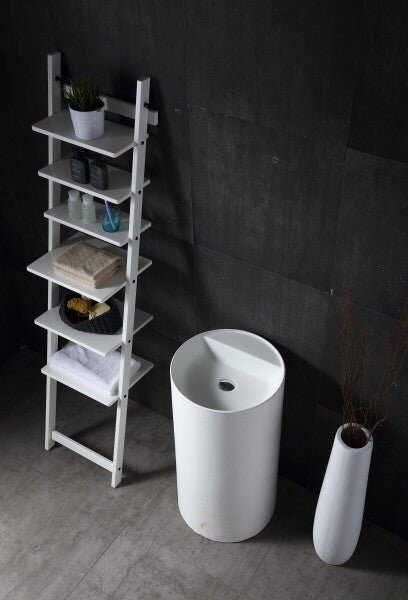 Umyvadlo na desce TWZ65 z minerální litiny - 45 x 45 x 85 cm - bílé matné