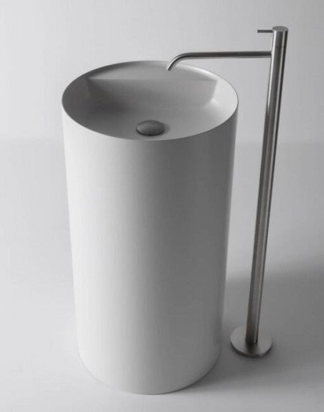 Umyvadlo na desce TWZ65 z minerální litiny - 45 x 45 x 85 cm - bílé matné