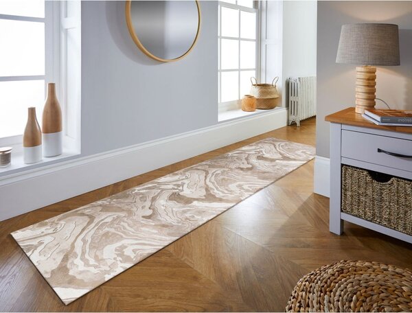 Béžový běhoun 80x300 cm Marbled – Flair Rugs