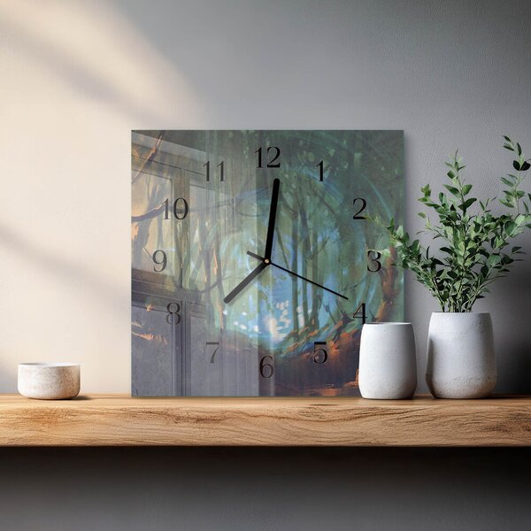 Skleněné hodiny na stěnu Mystický les zskc-30x30-00182286