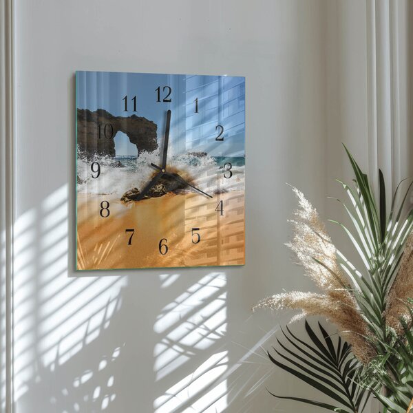 Skleněné hodiny na stěnu Pláž zskc-30x30-00177505