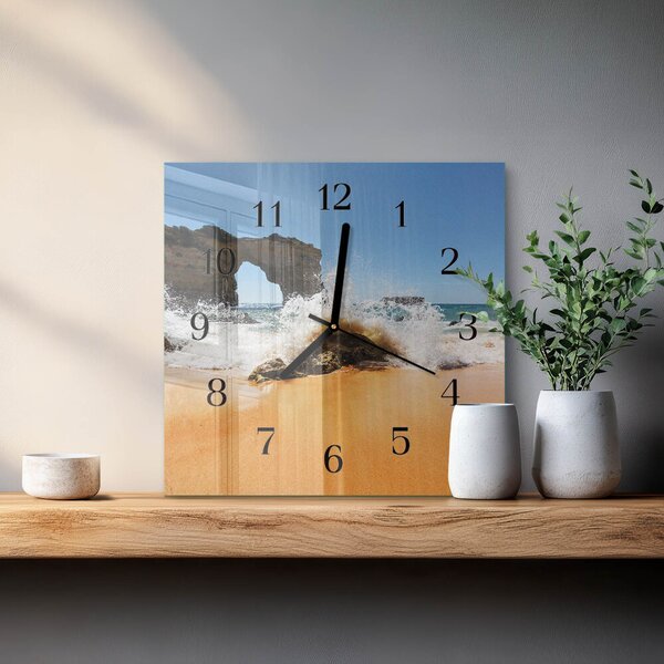 Skleněné hodiny na stěnu Pláž zskc-30x30-00177505