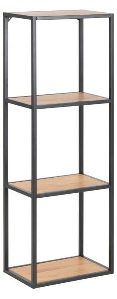 Nástěnná knihovna v dekoru dubu v černo-přírodní barvě 37x108 cm Seaford – Actona