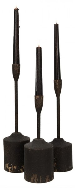 Set tří kovových svícnů s vintage odřením – 35/30/25 cm