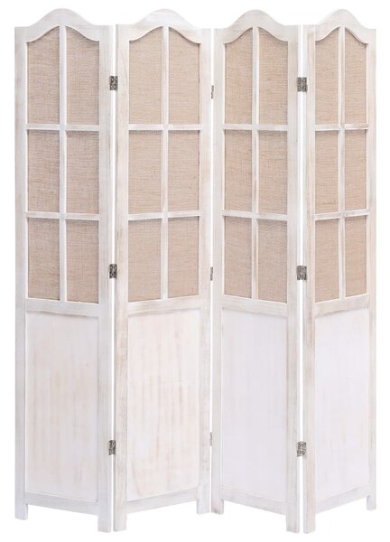 Paraván Holland | 4dílný - textil - 140 x 165 cm | bílo-hnědý