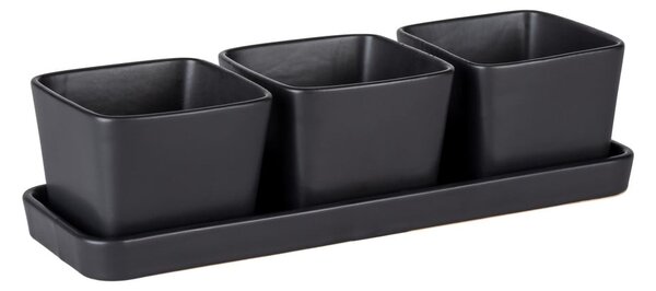 Matně černé keramické servírovací mísy v sadě 3 ks Snack & Dip – Wenko