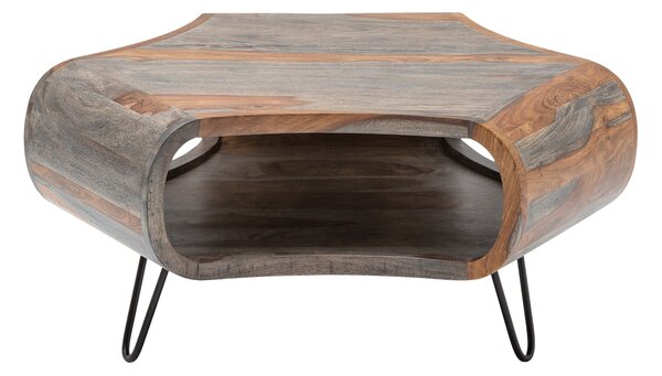 Konferenční stolek Trident, 70 cm, Sheesham, šedá