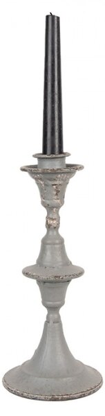 Šedý kovový svícen s patinou a vintage odřením Mansell – 26 cm