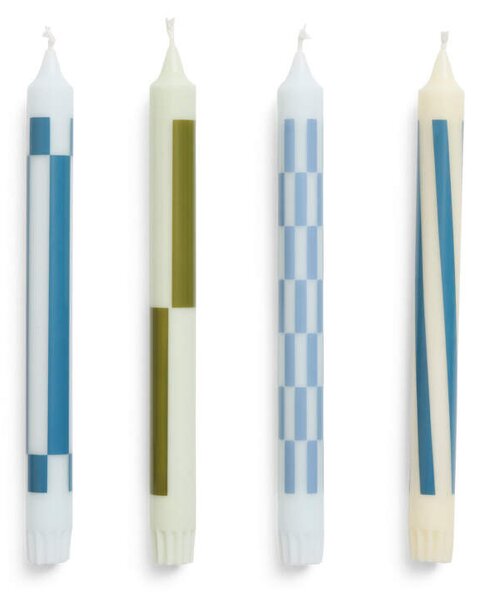 HAY Svíčky Pattern Candle set 4ks, green and blues