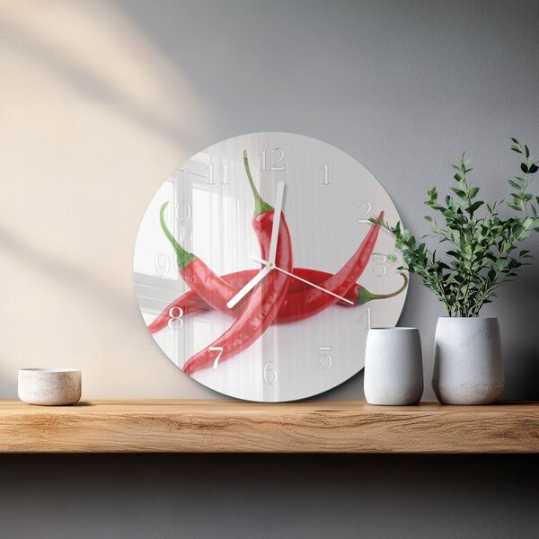 Skleněné hodiny na stěnu Chilli papričky zsob-fi30-00093373