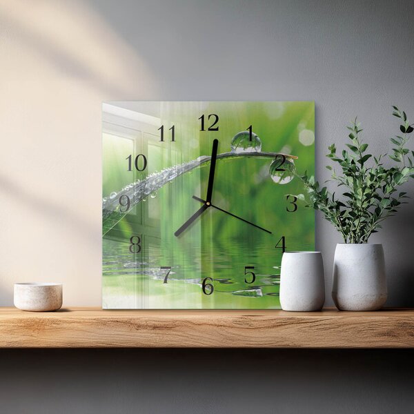 Skleněné hodiny na stěnu Kapky rosy zskc-30x30-00177961