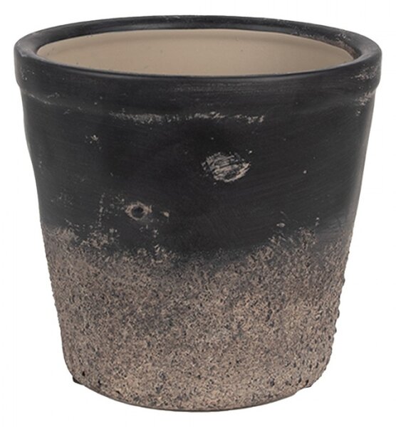 Keramický obal na květináč černý s hnědým ombre Britt M - 15x14 cm