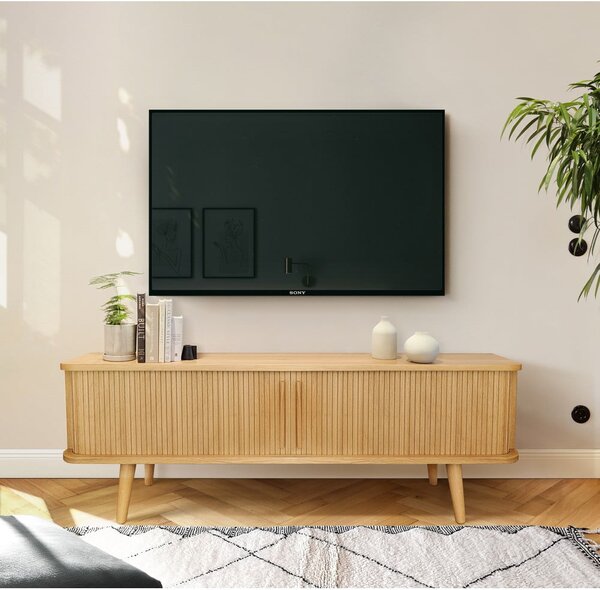 TV stolek v dekoru dubu v přírodní barvě 138x50 cm Rove – Woodman
