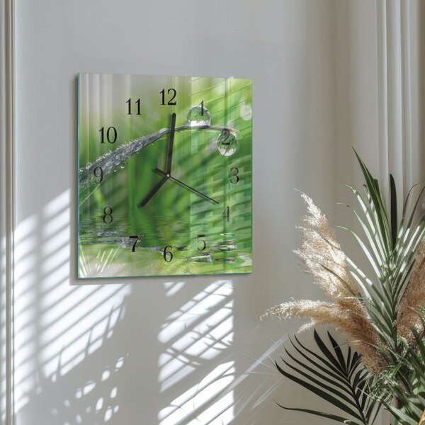 Skleněné hodiny na stěnu Kapky rosy zskc-30x30-00177961