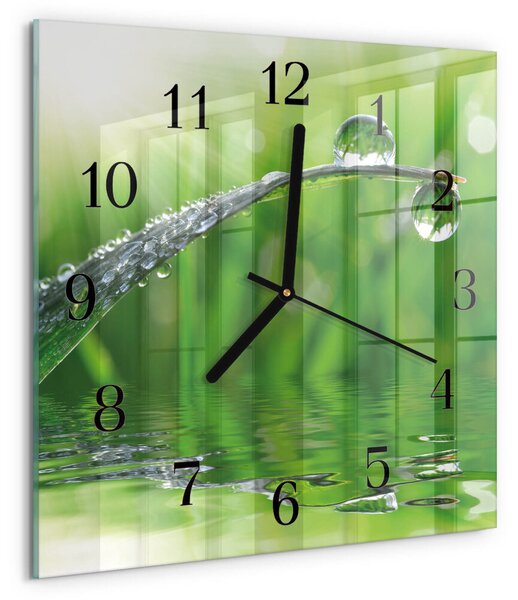 Skleněné hodiny na stěnu Kapky rosy zskc-30x30-00177961