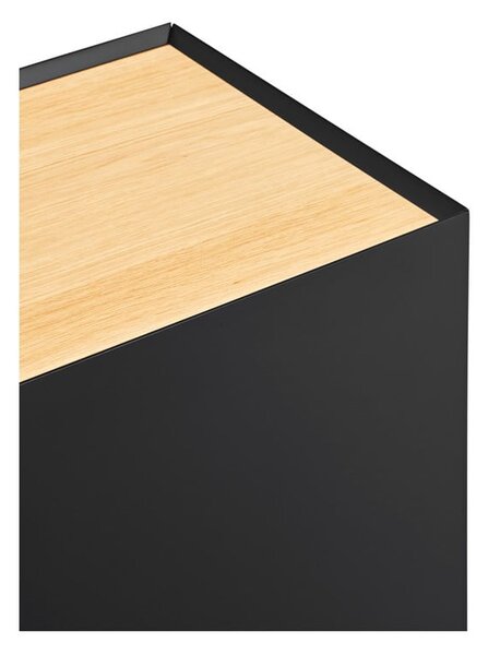 Nízká komoda v dekoru dubu v černo-přírodní barvě 110x85 cm Arista – Teulat