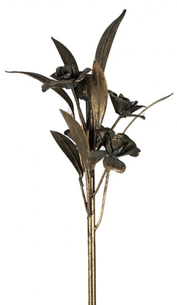 Zlatý kovový svícen ve tvaru květin – 61 cm