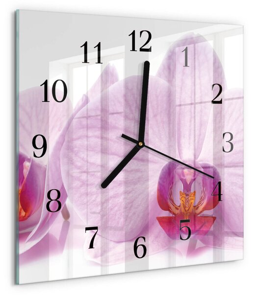 Skleněné hodiny na stěnu Orchidej zskc-30x30-00178876