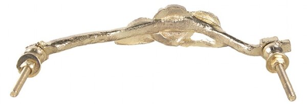 Zlacená kovová úchytka s motivem růže – 16 cm
