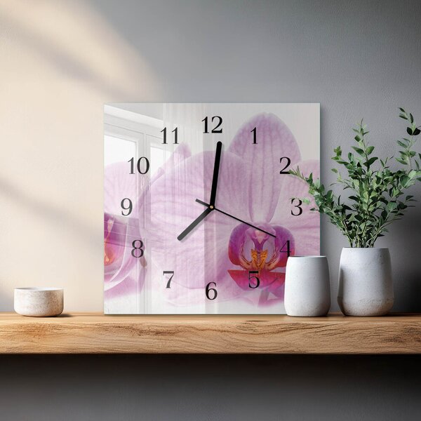 Skleněné hodiny na stěnu Orchidej zskc-30x30-00178876