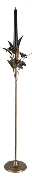 Zlatý kovový svícen ve tvaru květin – 61 cm