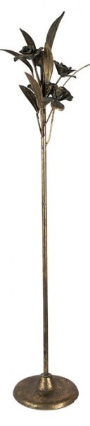 Zlatý kovový svícen ve tvaru květin – 61 cm
